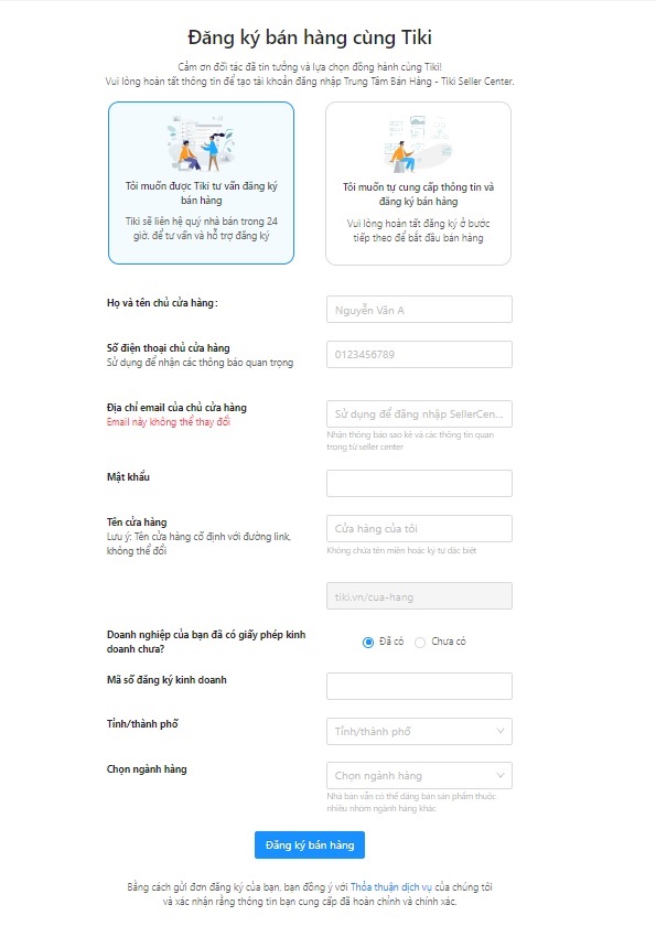 đăng k&yacute; b&aacute;n h&agrave;ng tr&ecirc;n Tiki