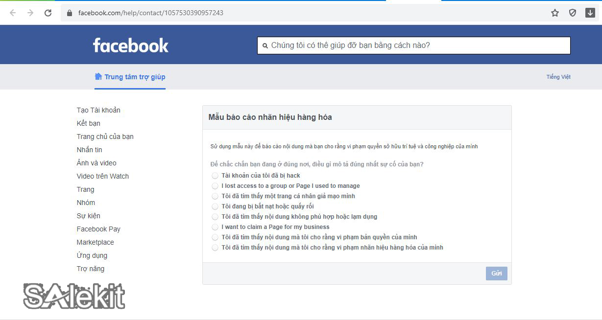 cach report fanpage facebook