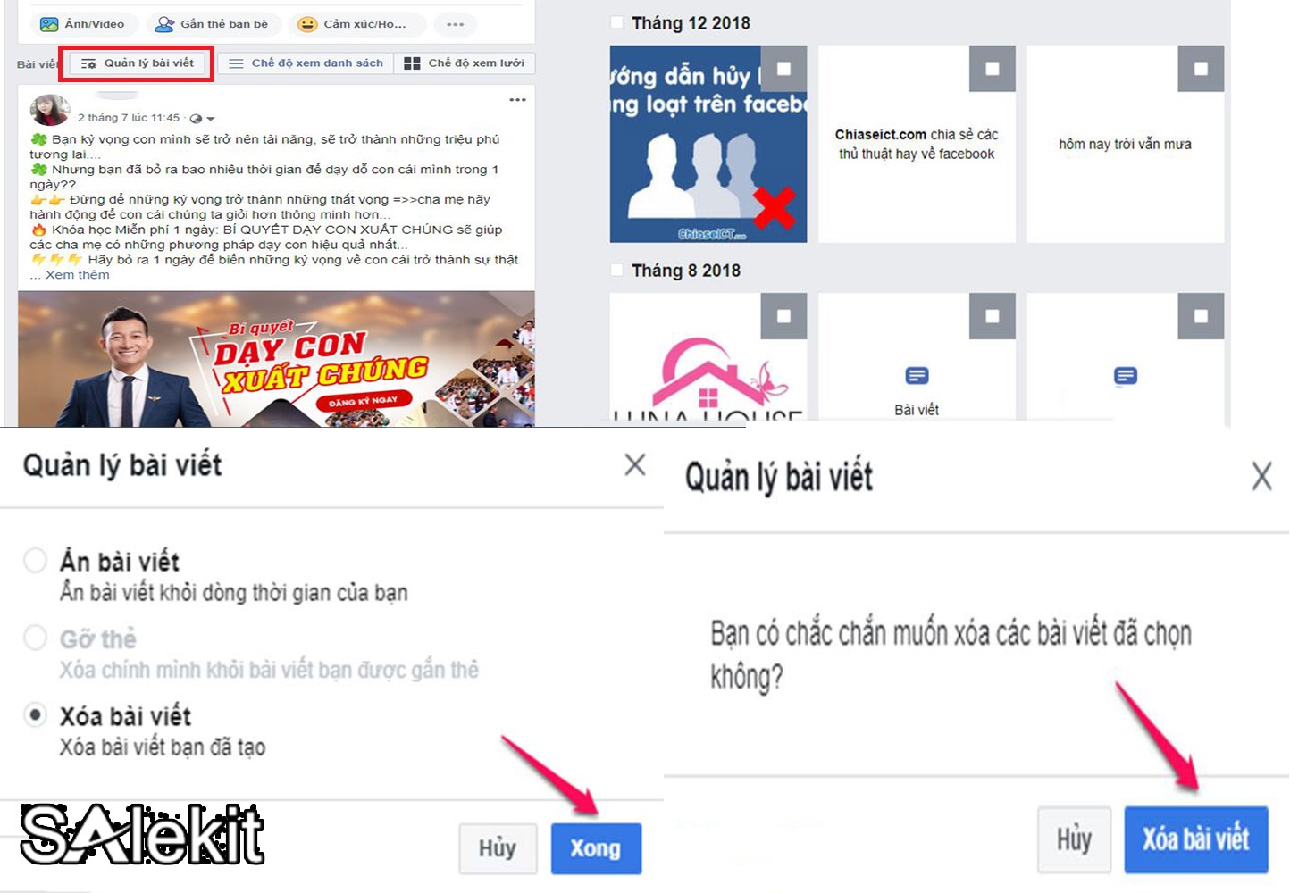 cach xoa cac bai viet tren facebook nhanh