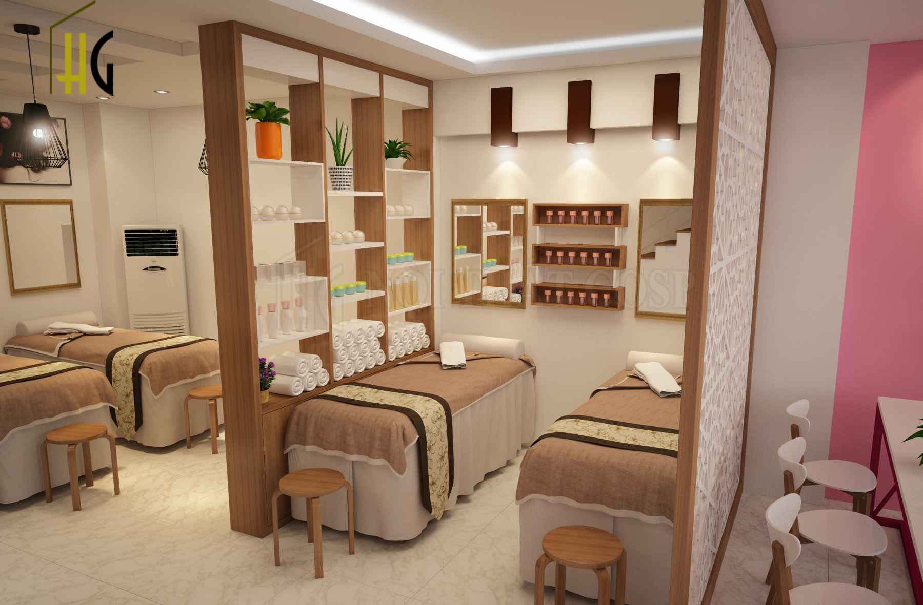 khong gian spa cham soc me va be