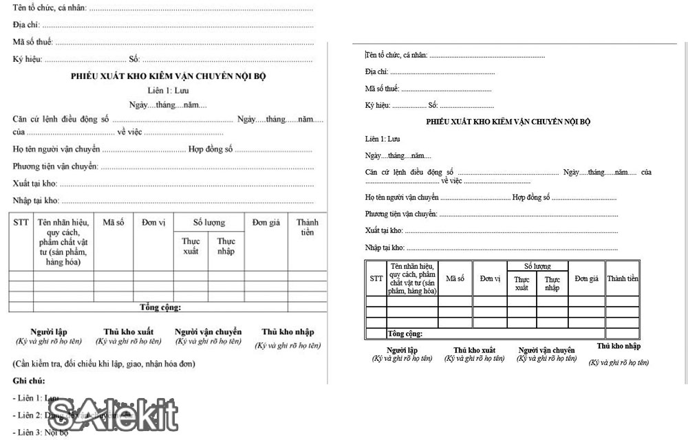 mau phieu xuat kho kiem van chuyen noi bo