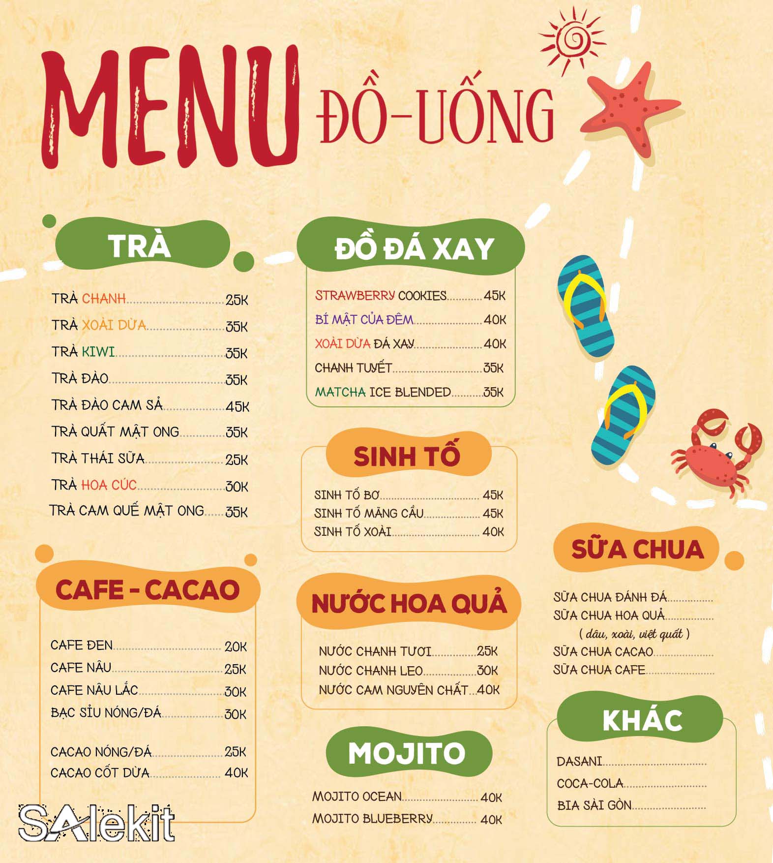 menu do uong mo quan cafe voi 50 trieu