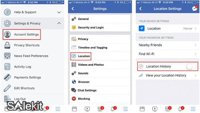 xoa dia diem check in tren facebook
