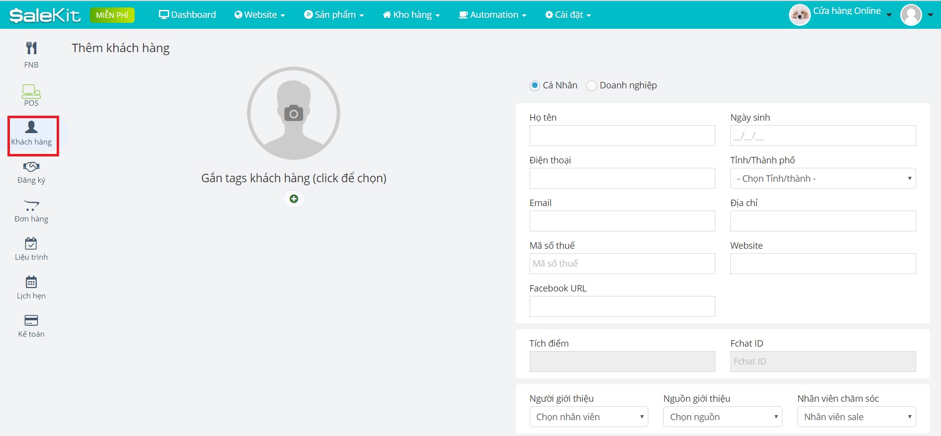 phần mềm quản lý spa
