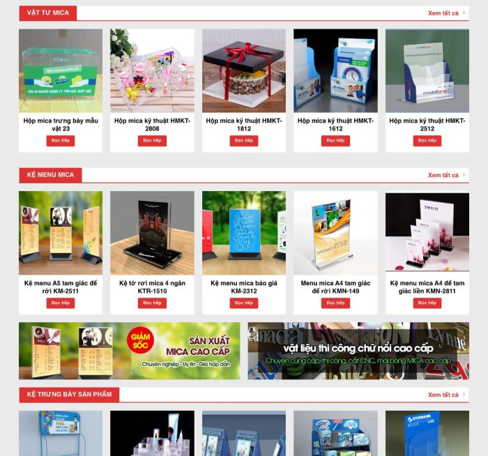 Giao diện cơ bản của trang danh s&aacute;ch sản phẩm