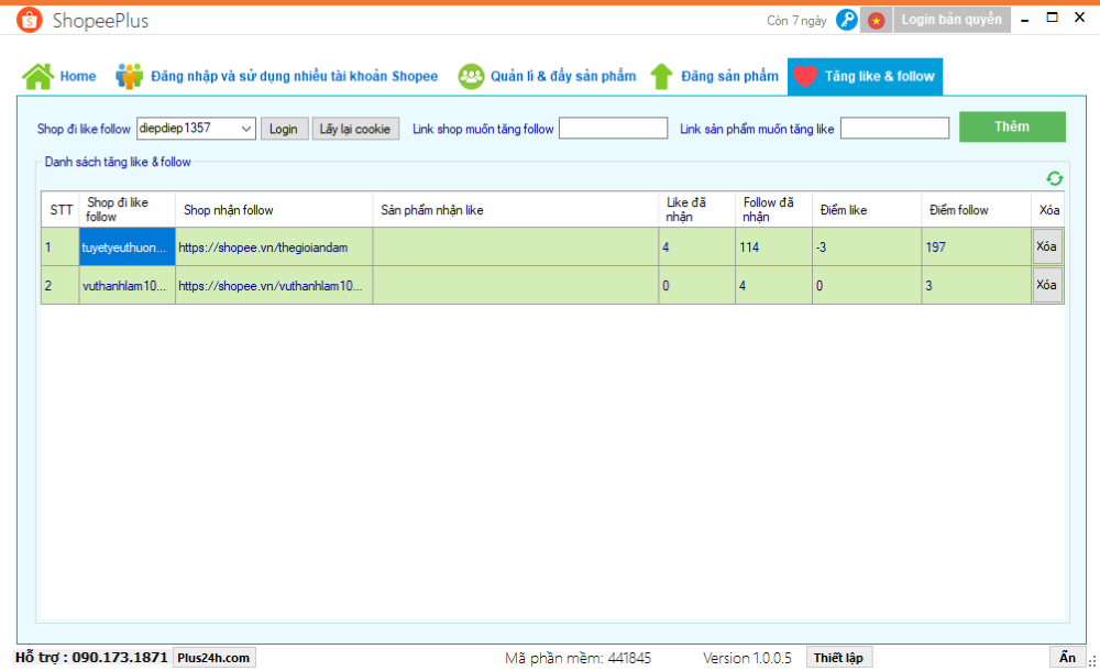Phần mềm Shopee Plus