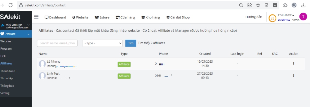 Quản l&yacute; ctv tiếp thị li&ecirc;n kết Shopee nhờ 24h7 