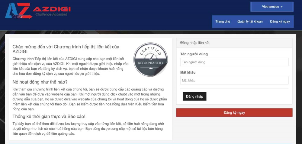 Tiếp thị li&ecirc;n kết tại Azdigi