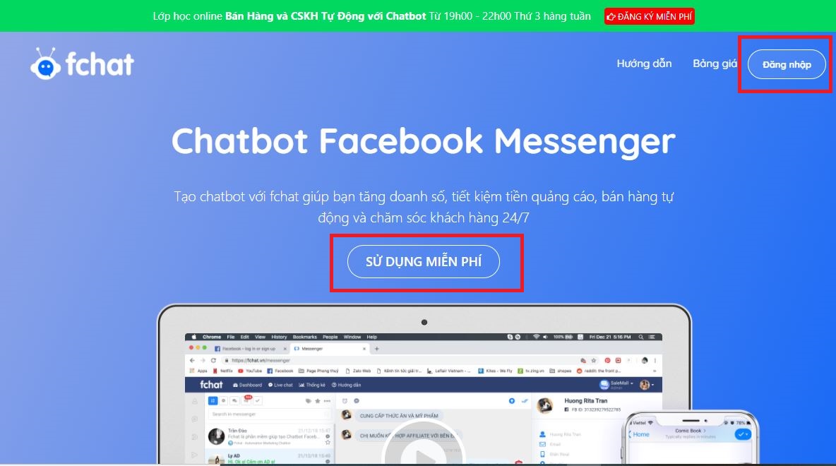 ung dung chatbot facebook